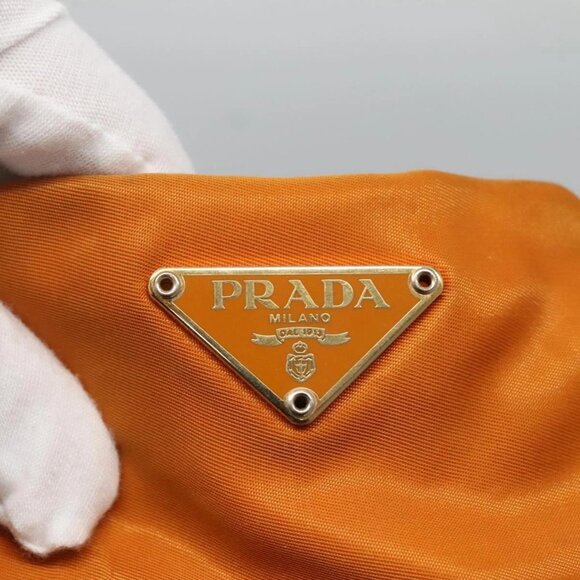 PRADA Shoulder Bag Nylon Orange Gold Auth EC663 - Picture 14 of 16